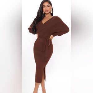 Fashion nova Elegant Brown Knit Dress